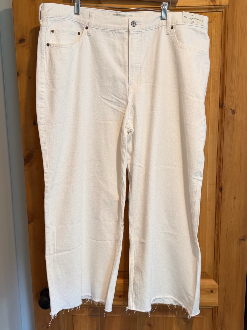 Abercrombie & Fitch White Crop Wide-Leg High-Rise Jeans 18/34R